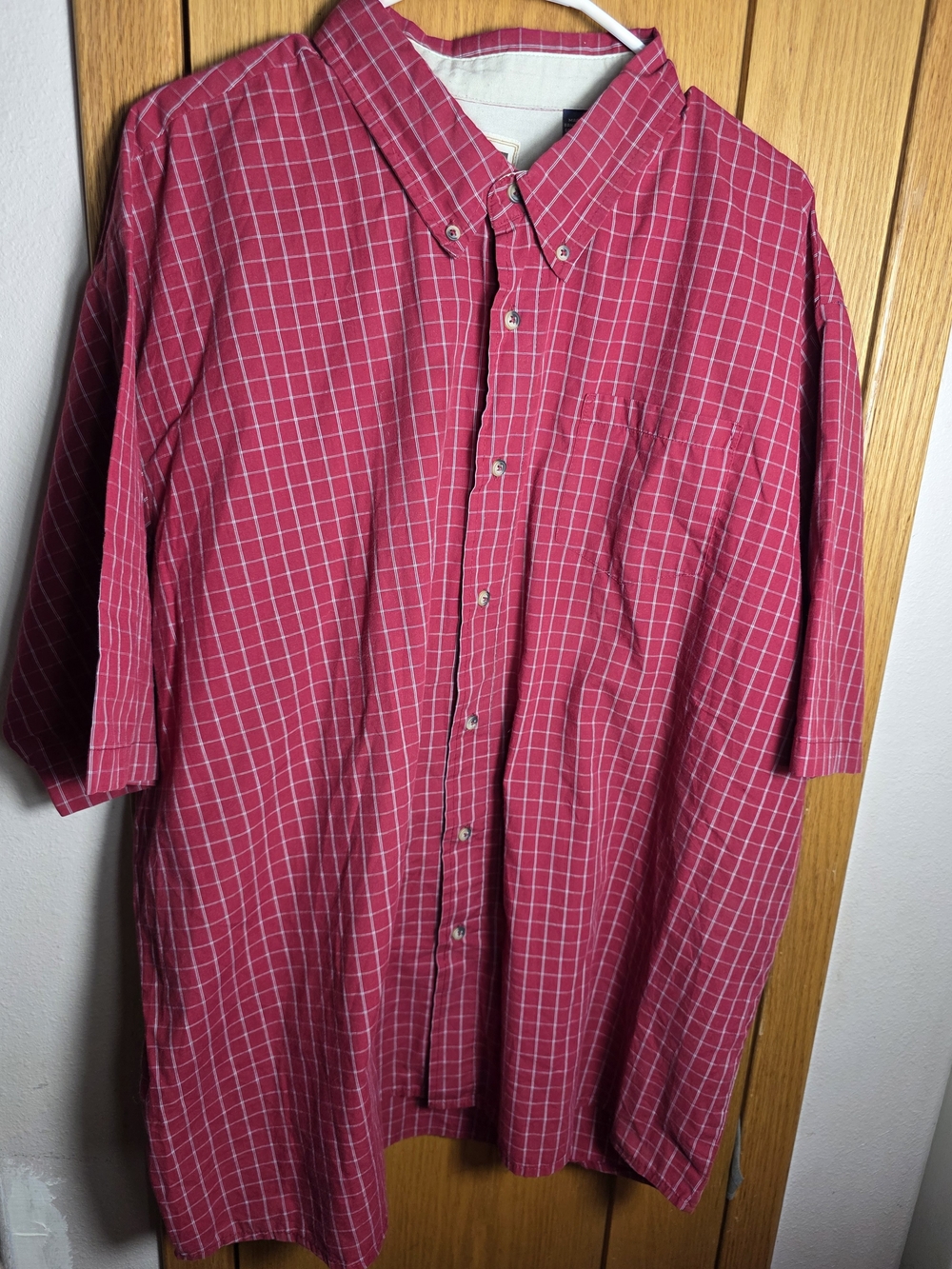 Lee Men's Red Windowpane Button-Down Shirt 2XL Plus Sized Work Casual